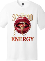 Big Scorpio Energy Zodiac T-Shirt | Gold Scorpion & Lips, Unisex Black/White