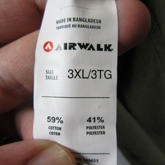 Airwalk T-Shirt 3XL Short Sleeve Army Green Spellout Logo Skateboard Skate
