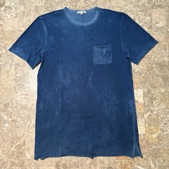 Cotton Citizen Shirt Mens Large Blue Short Sleeve Raw Split Hem 100% Supima USA