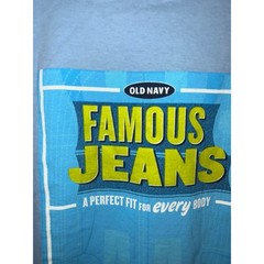 Y2K Old Navy Famous Jeans Shirt Perfect Fit Blue Jean Promo Tee 2000s L Large