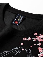 Niepce Men’s Dancing Fish Embroidery Tee Japanese Streetwear T-Shirt