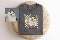 Custom Pet Portrait Photo Comfort Tee Personalized Dog Cat Lover Shirt