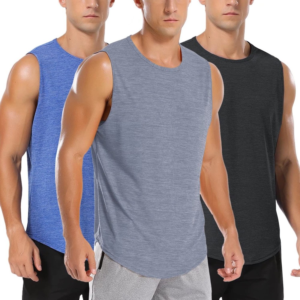 Men’s Comfortable Sleeveless Training Tee Mesh Basketball Tank Tops Muscle Bo…