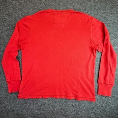 American Eagle Thermal Shirt Mens Medium Red Waffle Knit Long Sleeve Vintage Fit