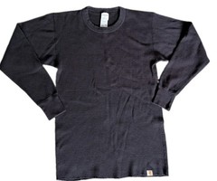 Vintage Carhartt K56 Black Waffle Knit Thermal Shirt Mens L Made In USA Workwear