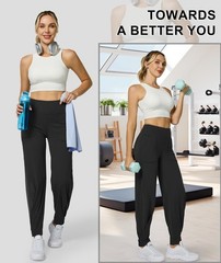 Women’s Wide Leg Yoga Pants with Pockets High Waist Loose Casual Trousers