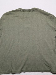 Consensus Sportswear Ribbed Henley Long Sleeve Shirt Size L Mossy Green Cotton