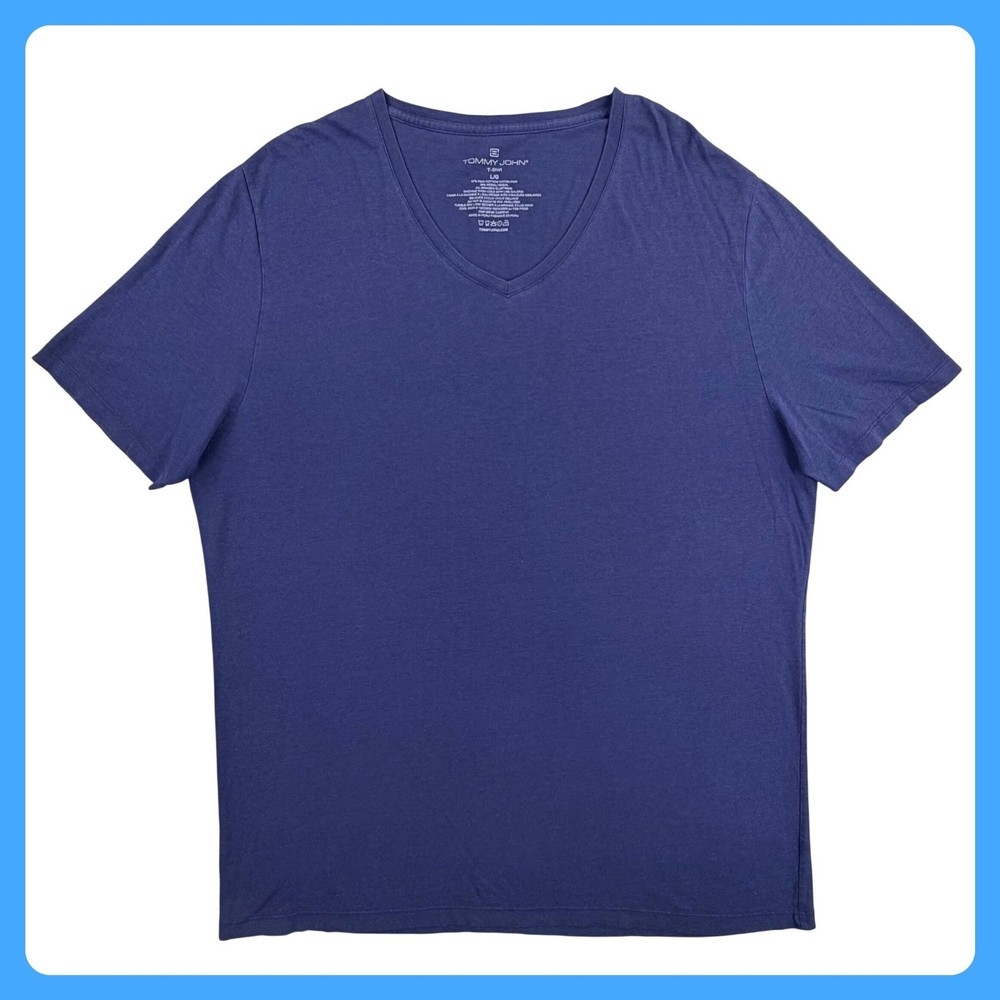 Tommy John V Neck T Shirt Men LARGE Blue Pima Cotton Stretch DUTZZ33CM1 Lounge