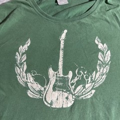 Vtg Utility Brand Y2K Green T Shirt Guitar Halo XL Soft 100% Cotton