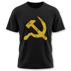 Hammer & Sickle T-Shirt | Yellow Graffiti Communist Soviet Symbol Tee Shirt