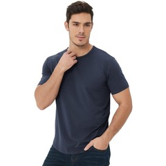 Men’s Ultra-Soft Viscose T-Shirt, Curved Hem Lightweight Cooling Cotton Blend…
