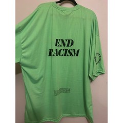 COOL Creative End Racism Graphic T-Shirt Mens XXL Bright Green NWT Oversized Tee