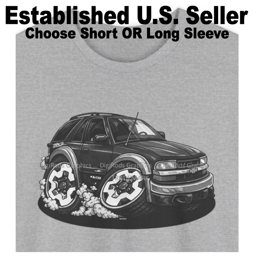 DigiRods Chevy Blazer ZR2 Model Black And White Art Cartoon Car T Shirt