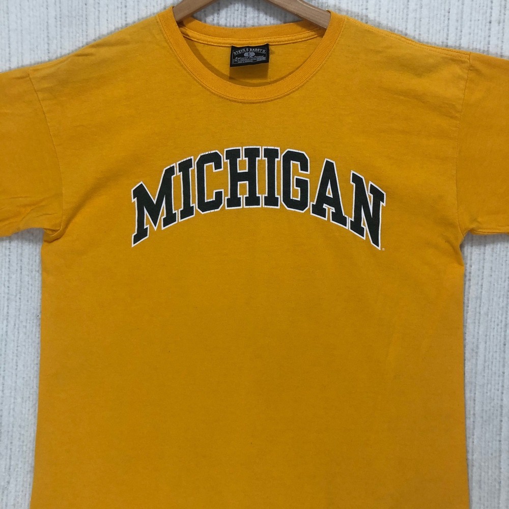 Steve & Barrys Michigan Wolverines T-Shirt Yellow Large NCAA Collegiate Tee