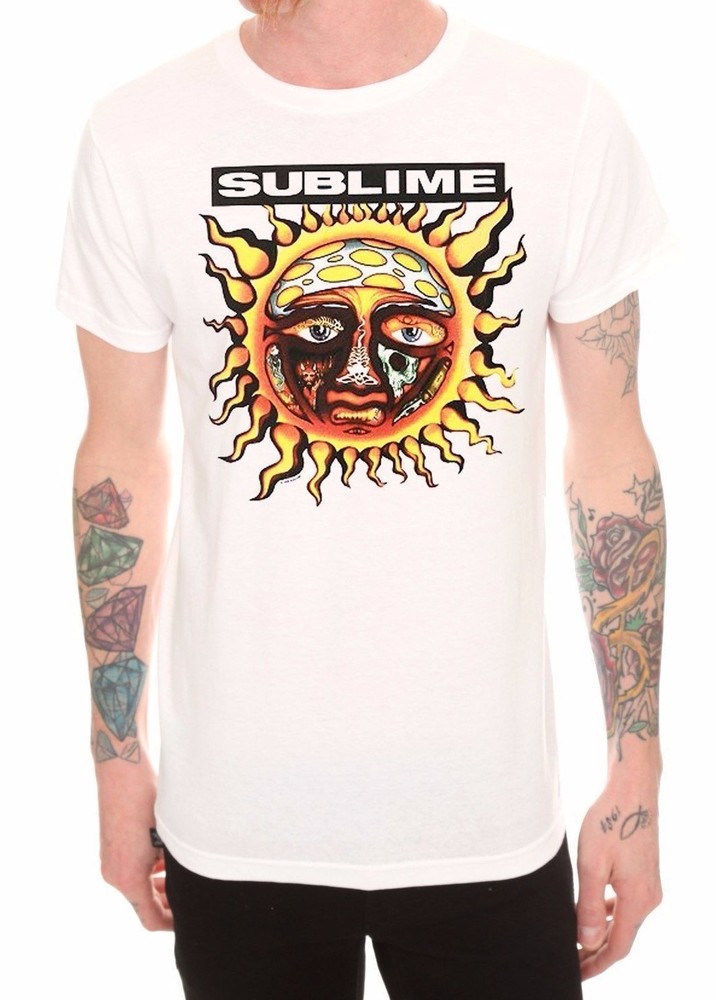 SUBLIME SUN LOGO -LBC- 40oz TO FREEDOM T-Shirt White NEW 100% Authentic
