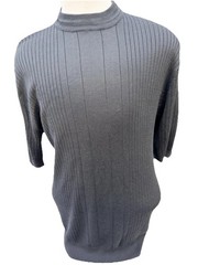 Joey Richi Black Short Sleeve Casual Crew Neck Textured Shirt 2XL Silk Blend