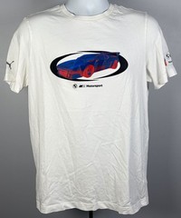 Puma BMW Motorsport T Shirt Mens Medium White Cotton Blend