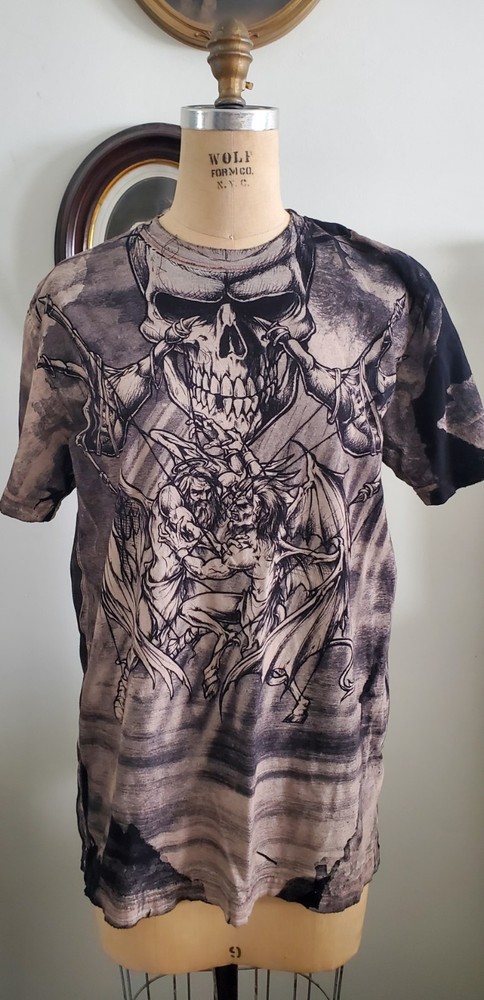 AFFLICTION Y2K Puppet Master Skull T-shirt, L