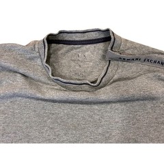 Armani Exchange T-Shirt Mens Small Grey Shoulder Zip Logo Tape Short Sleeve