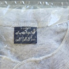 Duofold Men’s White Solid Henley T-Shirt XL Button Placket Cotton Knit