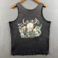 Vintage 3D Emblem Wolf Tank Top Mens Large Black Faded Sleeveless Biker Sturgis