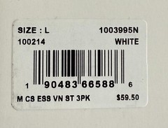 Tommy John 1003995N V-Neck 3 Pk Cool Cotton Stretch White Shirt (New in Box)