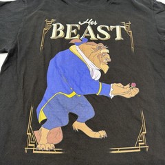 Disney T-shirt Men L Black Graphic Print Beast 100% Cotton.#45494