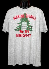 Holiday Time Men’s Gray Christmas T-Shirt Keg Making Spirits Bright Sz XL 46/48