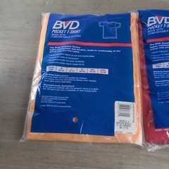 BVD Heavyweight Pocket T-Shirt Mens Large Red Orange Vintage 90s Lot of 2 NIB
