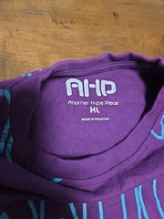 AHD Icon Shirt Mens Colorblock Purple Black Neon Slanted Asymmetrical Print Tee