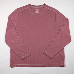 Carbon 2 Cobalt V-Neck Shirt Mens XL Burgundy Slub Knit Long Sleeve 144552