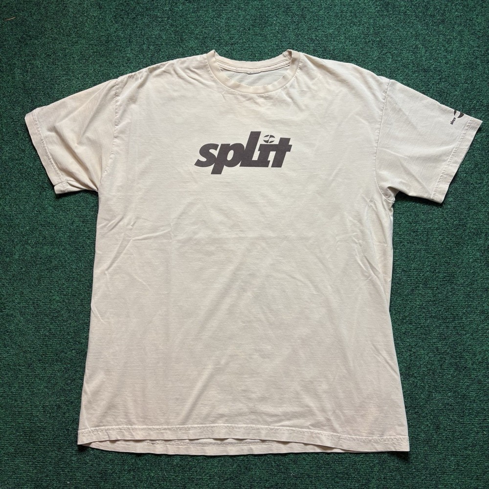 Vintage Y2K Split T Shirt Sz Large Tan Surf Skate