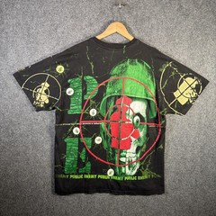 Vintage Public Enemy Shirt Mens XL Black 90s AOP Skull Rare Grail Band Tee Rap