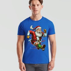 Running Santa Claus Christmas T-Shirt Funny Ugly Unisex Funny Holiday Tee #MC32