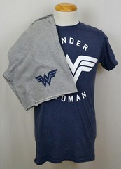 Wonder Woman T-Shirt & Shorts DC Comics Superhero Graphic Tee Blue & Gray NWT
