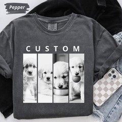 Custom Pet Portrait Comfort Tee Personalized Dog Cat Memorial
