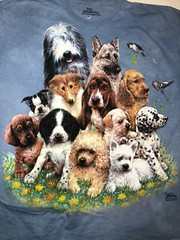 The Mountain Puppies in Grass Cute Dogs Blue Pets Cotton Animal T-Shirt S-3X