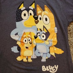 Bluey Family T-Shirt Unisex Medium Blue 50/50 Cotton-Poly Short Sleeves