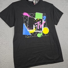 MTV MUSIC TELEVISION SHIRT Mens Medium BLACK MUSIC Casual Retro 90s 80s NWT