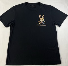 Psycho Bunny T-Shirt Mens Size 7 XL Black 3D Multicolor Skull Bunny Graphic Tee