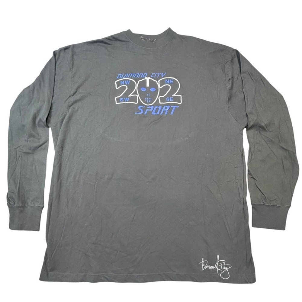 VTG Diamond City Sport 202 Men’s Long Sleeve T Shirt Size 2X Gray Graphic