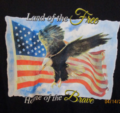 Land of the Free Home of the Brave Large LS Tee 100% Polyester Chest 45 L 29 in