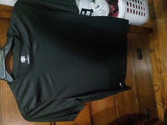 Avia Poly Jersey Tee Med. New With Tags Still In Plastic Rich Black Stripe