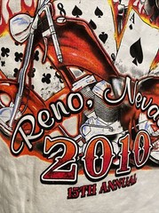 2010 Street Vibrations Reno Nevada Bikers Club Vest Size Large Cards & Flames