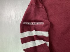 Chaps Ralph Lauren Men’s L/G Burgundy Cotton V-Neck Long Sleeve T-Shirt Striped