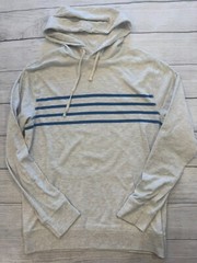 Old Navy Hooded T Shirt Mens Medium Athletic Gray Preppy Stripe Knit Hoodie Tee