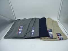 6 Pack George Gray Beige Blue Men’s S 34-36 Crew T-Shirts Moisture Wicking (HB)