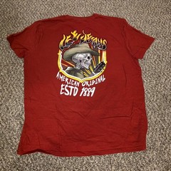 Lee Jeans Mens Red Skeleton Cowboy Graphic T-Shirt XL Classic Fit American Orig