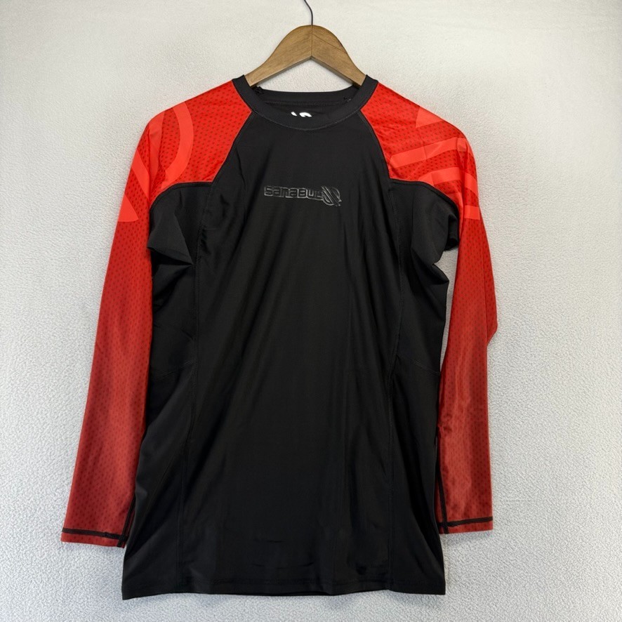Sanabul Rash Guard Shirt Men’s Medium Black Red Compression Jiu Jitsu MMA Fight
