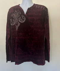 Vintage Affliction Buckle Shirt 2XL Burgundy Lava Wash Goth Y2K Grunge Mall USA